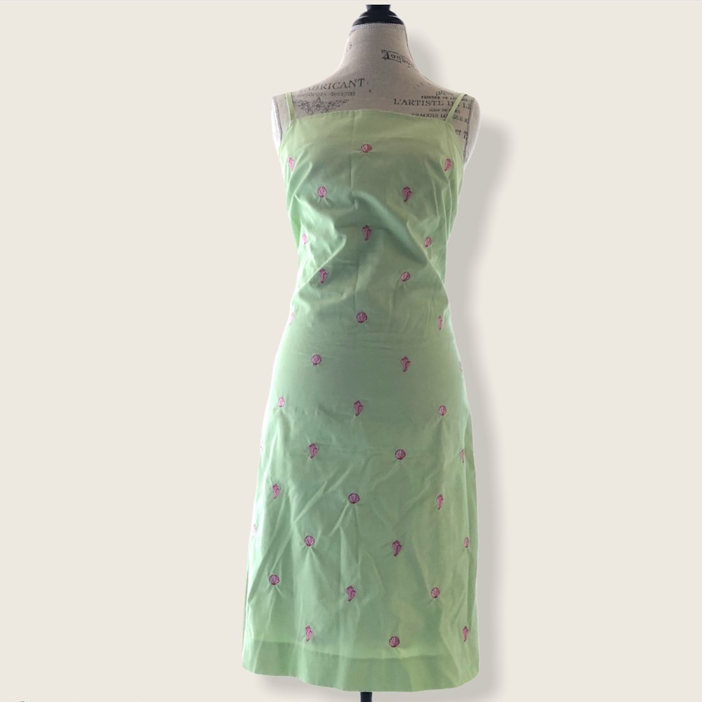 346 Brooks Brother Green Seashell Midi Dress
